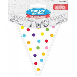 The Very Hungry Caterpillar Party: Rainbow Polka Dots Mini Pennant Banner