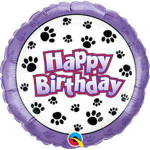 Qualatex Balloons: Paw Print Happy Birthday Foil Balloon