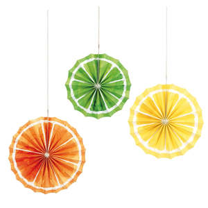 The Very Hungry Caterpillar Party: Citrus Fruit Paper Fans - 3 Pkt