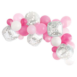 Organic Balloon Garlands Decor: Pink Disco Balloon Arch Kit