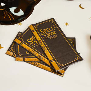 New: Spell Yeah! Spell Book Shaped Napkins - 16 Pkt