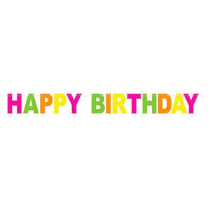 80s Party: Neon Happy Birthday Banner