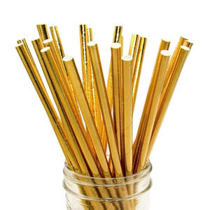 Metallic Gold Straws - 25 Pkt