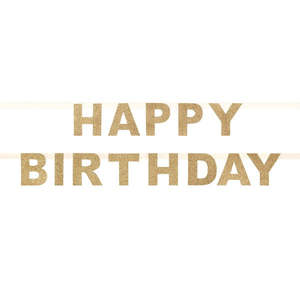 Gold: Gold Glitter Happy Birthday Garland