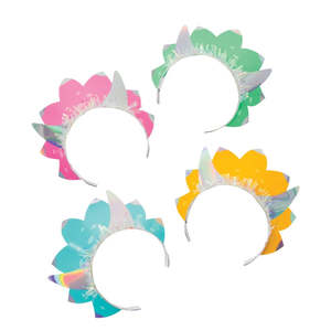 Hats Horns Masks: Pink Dinosaur Party Tiaras - 8 Pkt