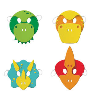 Hats Horns Masks: Foam Dinosaur Party Masks - 4 Pkt