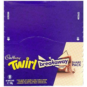 Chocolate Bars: Cadbury Twirl Breakaway Chocolate Bar 58g 40 Pack