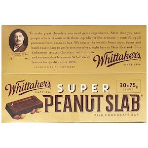 Chocolate Bars: Whittaker's Super Peanut Slab 75g 30 Pack