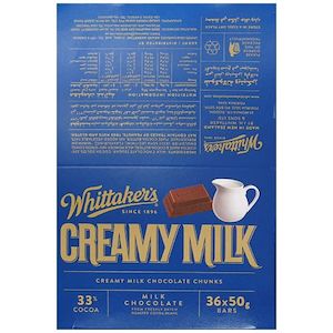 Chocolate Bars: Whittaker's Creamy Milk Chunky 50G 36 Pack