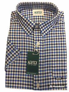 Shirts: Aertex Navy/Royal Check 88735