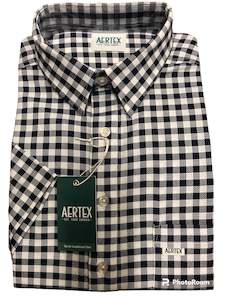 Mens Aertex: Aertex Navy Check FYQ108