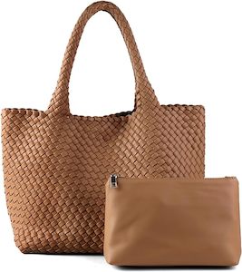 Bags Wallets: Woven Vegan Leather Tote - Various Colours