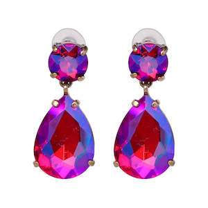 Jewellery: Crystal Drop Earrings - Fuschia