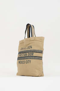 Bags Wallets: CHRISTIAN DIOR  Canvas Print Cruise Tote - Ivory Black