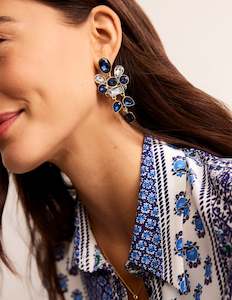 Boden: BODEN Cluster Jewel Earrings - Blue