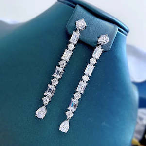 Accessories: BEAUTIFUL EARTH Geometric CZ Water Drop Earrings