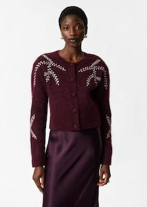 Cardigans: & OTHER STORIES Embroidered Mohair & Wool Cardigan - Maroon SzM