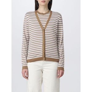 Cardigans: THEORY V Neck Stripe Wool Cardigan - Lavender SzM