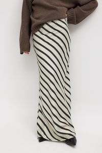 NA-KD Bias Cut Maxi Skirt - Brown Stripe