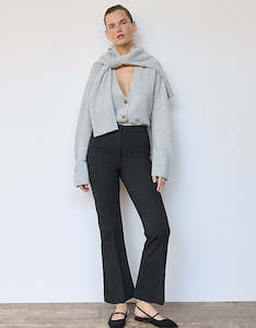 Cashmere: THE WHITE COMPANY V Neck Wool Blend Cardigan - Grey Marl SzM