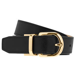 Accessories: OROTON Inez Reversible Belt - Black/Tan or Navy/Bone