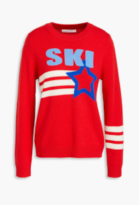 CHINTI & PARKER Ski Star Wool & Cashmere Blend Crewneck - Red SzM