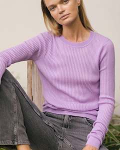 Cashmere: ALEGER N.78 Wool & Cashmere Blend Rib Crew - Orchid SzM