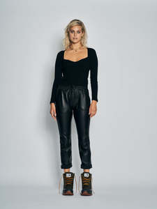 NEWLANDS Rupert Leather Jogger - Black Sz10