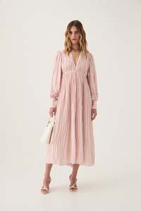 Midi: AJE Catalyst Pleated Midi Dress - Blush Pink Sz10