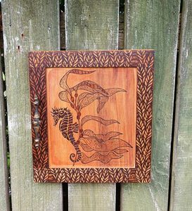 Products: Seahorse Cupboard Door Art - Burnt Offerings