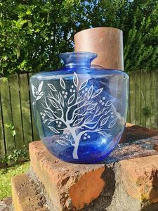 Large Blue Glass Vase - Burnt Offerings
