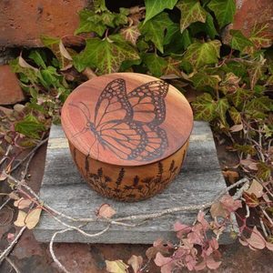 Round Butterfly Container with Lid - Burnt Offerings