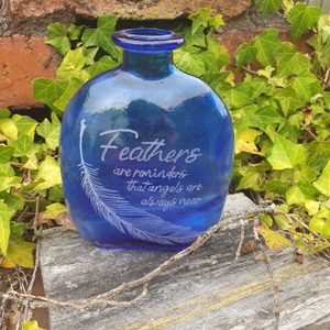 Products: Little Blue Feather Bottle - Burnt Offerings