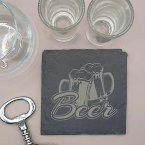 Kitchen And Dining: Beer Designs Slate Coasters (Set of 4)