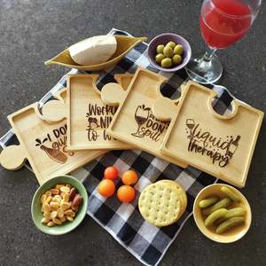 Kitchen And Bar: Wine Designs Puzzle Snack Trays (Set of 4)