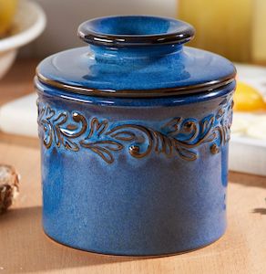 Antique Collection: Denim Blue Antique Butter Bell Crock - Reactive Glaze