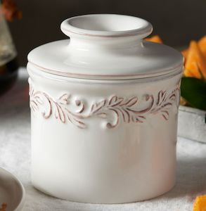 Antique Collection: White Linen Antique Butter Bell Crock