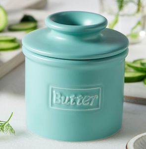 Cafe Matte Collection: Matte Aqua Cafe Butter Bell Crock