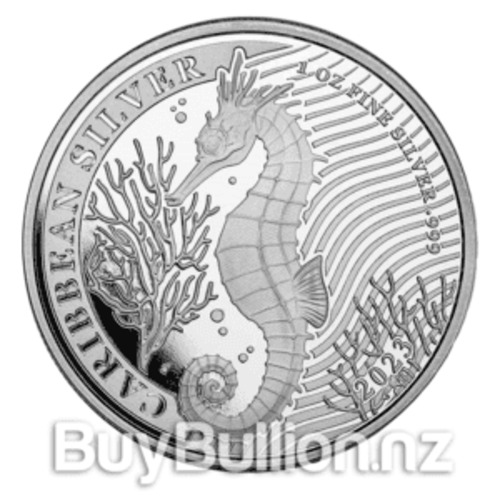 Products: 1 oz 99.99% Silver Barbados Caribbean Seahorse Coin 2023 BuyBullion.nz