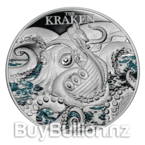 2 oz 99.9% Silver Niue Mythical Creatures. The Kraken Proof Coin 2023 BuyBullion.nz