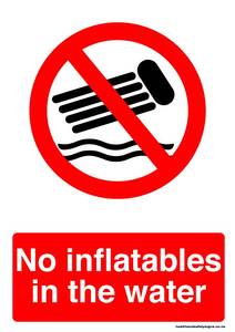 Home / ACM signs / Prohibition signs / No inflatables in the water prohibition sign