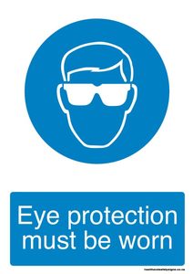 Home / ACM signs / Mandatory signs / Eye protection must be worn blue
