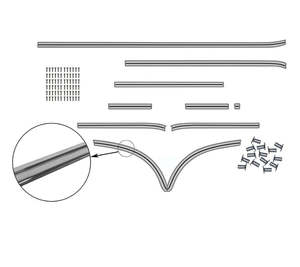 Body moulding kit, deluxe, RHD - Kombi 1964 to 1967