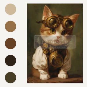 DECOUPAGE FIBER PAPER - CLOCKWORK KITTY