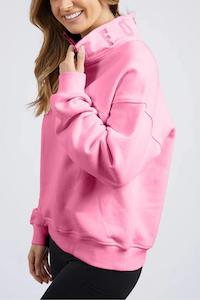 College zip crew pink