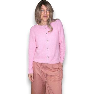 Knitwear: Baby alpaca blend cardi bubblegum