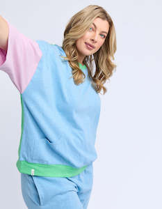 Maize colourblock tee dusk blue/pink/green