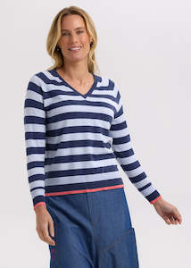 Essential stripe V jumper