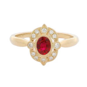 Rings: 9ct Yellow Gold Ruby & Diamond Dress Ring #24988