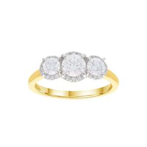 9ct Yellow Gold 1.02ct Trio Lab Grown Diamond Ring #25424
